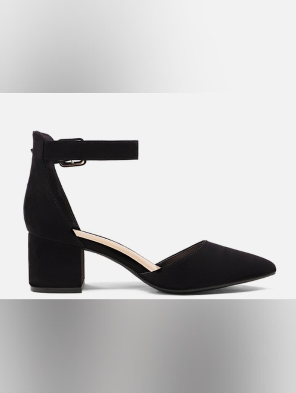 Dream Pairs Black Ankle Strap Chunky Low Heel Pumps size 8.5 Wide Cushioned